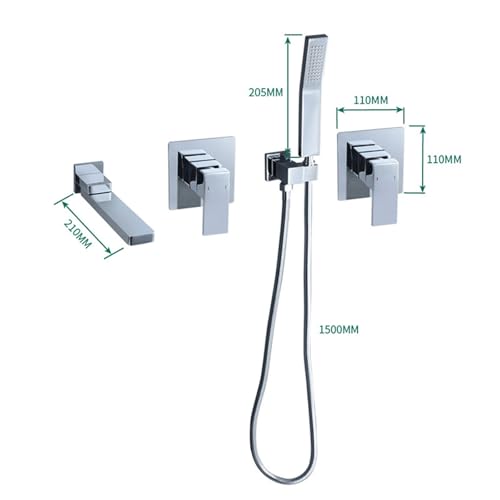 Mitigeur de bain-douche mural double levier robinet chrome eau chaude froide - 7