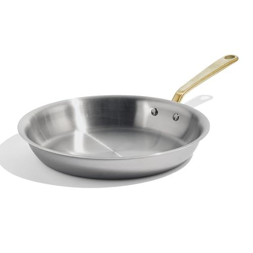 Image of Made In Cookware - 12-Inch Stainless Steel Frying Pan with Antique Brass Handle - 5 Ply Stainless Clad - Professional Cookware - Crafted in Italy - Induction Compatible
