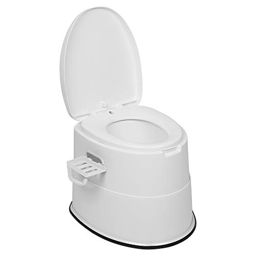 VINGLI Portable Toilet | Indoor Outdoor Commode w/Detachable Inner Bucket & Removable Paper Holder, Lightweight & Compact for Camping, Boat, Van, Emergency Use (White)