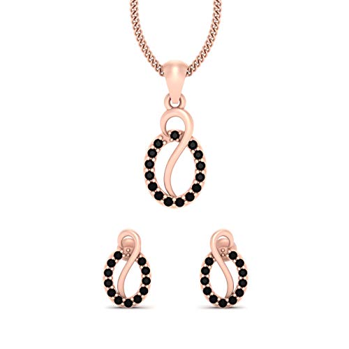 Pendientes de diamante negro plata 925 oro rosa joyas nupciales