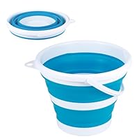 3L Faltbarer Eimer, 3L Falteimer Putzeimer Faltbar, Sandburg Strandeimer, Platzsparend Zusammenklappbar Wassereimer für Draußen Angeln Sandkasten Camping Eimer (blau)