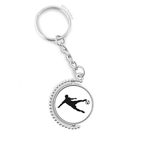 Llavero de fútbol para evitar pérdidas con anillo de cadena y silueta rotativa