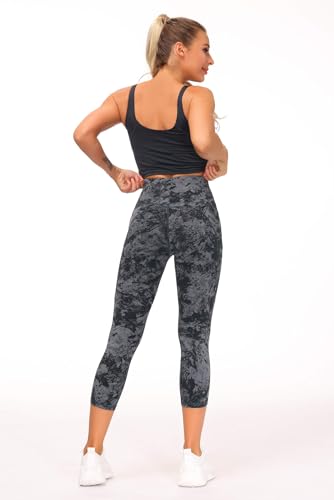 Image of THE GYM PEOPLE Thick High Waist Capris Yoga Pants with Pockets, Tummy Control Workout Running Yoga Leggings for Women