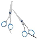 NOLITOY 2個 ペット用丸頭トリミングはさみ サビに強いステンレス製 滑らかな切れ味 人間工学ハンドル設計 家用 サロン兼用犬用カットシザ