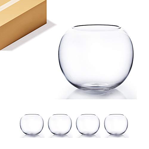 Wgv Bowl Glass Vase Bulk, Diameter 10", Height 8", Open Width 6", (Multiple Sizes Choices) Clear Bubble Planter Terrarium Fish Bowl For Wedding Event Home Decor, 4 Pieces (Vbw0010) #TOP30