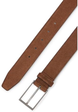 BOSS Heren Calindo Sz35 Suède lederen riem met logo en gesp in staalkleur, Nieuw - Medium Brown215 BOSS Heren Calindo Sz35 Suède lederen riem met logo en gesp in staalkleur, Nieuw - Medium Brown215