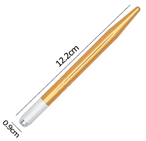 XIAOYU 10 Pieces Microblading Pens Manual Eyebrow Tattoo Pens Light Microblading Handles for Makeup Eyebrow Tattoo Supplies(Gold) - Image 3