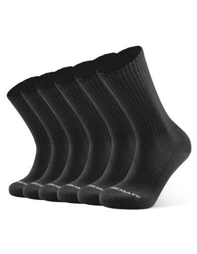 CLOSEMATE Mens Socks Crew Sport Socks for Men Cushioned Cotton Wicking Breathable Non Slip Winter Athletic Socks for Performance Training Hiking Walking Work Socks 6 Pairs