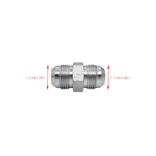 Image of (2-PACK) 2403-12-12 Hydraulic Hose Adapter Fitting 3 /4 inch Male JIC 37 Flare (1-1 /16 inch-12UNF) x 3 /4 inch Male JIC 37 Flare (1-1 /16 inch-12UNF) SAE Straight Pipe Joints Tube Connector Carbon Steel