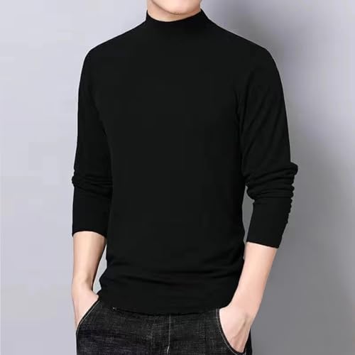 Mens Casual Mock Turtleneck T-Shirt Long Sleeve Thermal Tops Slim Fit Stretchy Pullover Basic Lightweight Undershirt2