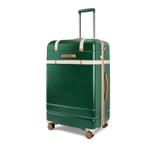 Image of uppercase Chester Large Size Trolley Bag for Travel | 360 8 Wheels Hard Luggage with TSA Lock, Anti-Theft Zippers | Hard Sided Polycarbonate Suitcase for Both Men & Women (Green)