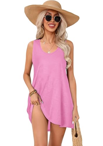 Image of elescat Womens Swimsuit Cover Up Summer Sleeveless T Shirt Beach Dress Tank Bikini Coverups 2026
