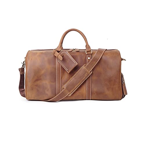 Handbags Mens Shoulder Bags Travel Bags for Mens, Genuine Leather Duffle Bags for Men, Briefcases (Color : Brown)