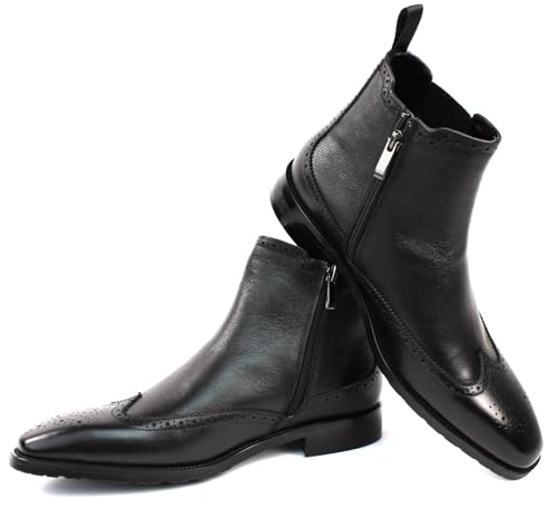 AZAR MAN Men's Exclusive Genuine Leather Chelsea Boots With Zipper2