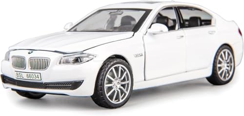 Image of 1:32 Scale b-mw 5 Series 535i - WhiteAlloy Diecast Pullback Metal Car Toy with Sound Light & Opening Doors - Great Gift Toy for Kids