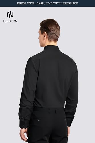 Image of HISDERN Mens Business Dress Shirts Long Sleeve Casual Button Down Shirt Formal Inner Collar Contrast Shirt for Men Wedding