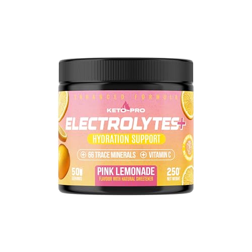 Keto-Pro Keto Electrolytes 250g - 50 Servings | Electrolyte Powder & Salts with 66 Trace Minerals | Supports Your Fasting Health & Fitness Goals | Pink Lemonade Flavour