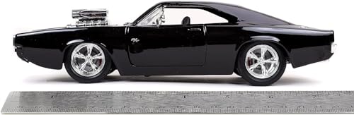 Image of DEOXY 1:24 Dom's 1970 Dodge Charger R /T Die-Cast Metal Alloy Pullback Car With Lights And Sounds Car Toys For Kids And Adults, Black