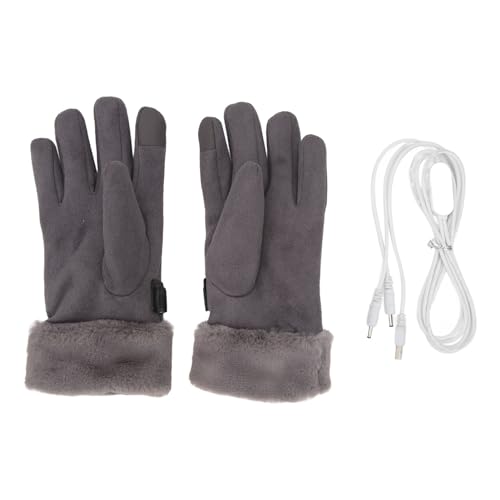 USB Heated Gloves Fluff Non Slip Palm Adjustable Elastic Wristband Windproof Thermal Gloves for Women Cold Weather Winter Activities Size Female