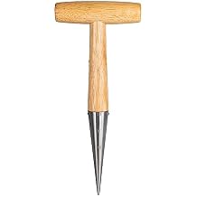 FLORA GUARD Hand Dibber Garden Tool, Seed Planter Tool with Wood Handle for Sowing Seed - 5" Seed Dispenser for Planting Steel Garden Dibber, Transplanting Plants,Planting Bulb,Digging