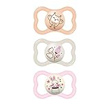 MAM Air Night & Day Baby Pacifier, for Sensitive Skin, Glows in The Dark, 6-16 Months, Girl, 3 Count (Pack of 1)