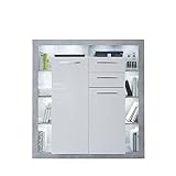 Praktische Aufbewahrung – Das Highboard ist mit 2 Türen, 2 Schubladen, 8 offenen Fächern und 9 Einlegeböden ausgestattet, die für eine effiziente Organisation und einfachen Zugriff auf Ihre Gegenstände sorgen