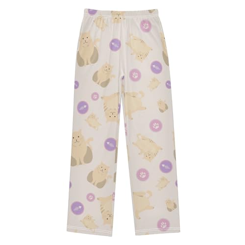 Boys' Pants Cute Cats Paw Long Bottoms Jogger Pants Elastic Waist Trousers with Pockets S-XL