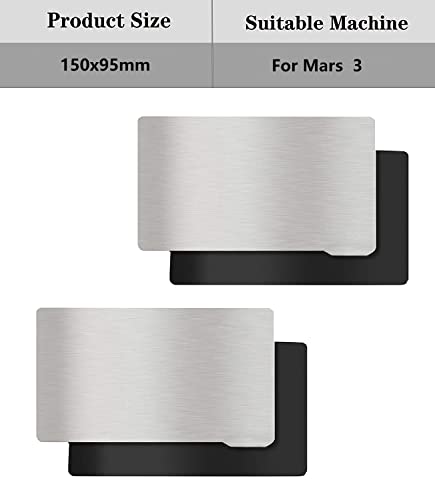 KOYOFEI 2PCS 3D Printer Platform for Elegoo Mars 3, Building Plate and Magnetic Sheet, Flexible Steel Plate Flex Bed for Elegoo Mars 3 Pro 3D Printer 150x95mm