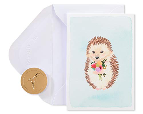 Papyrus Blank Cards with Envelopes, Hedgehog with Flower (14-Count)