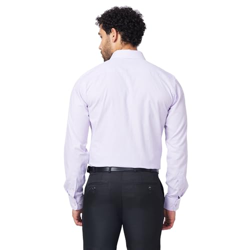 Image of Raymond Men Slim Fit Structure Pattern Pure Cotton Semi Cutaway Collar Full Sleeve Formal Shirt