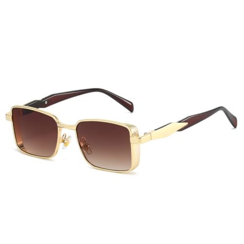 Lunettes de soleil pour homme à monture large en métal anti-UV