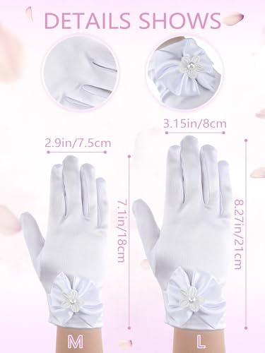 Geyoga 2 Pcs Girls First Communion Veil Gloves Catholic Set White 1st Communion Accessories for Kids Wedding Church Baptism 5