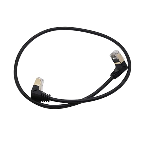 90 Degree Right Angle Cat8 Ethernet Cable, Right Angle Ethernet Cable 32 AWG 40 Gbps High Speed 2000 MHZ Cat8 LAN Network Cord Wire with Gold-Plated RJ45 Connectors (Up to Down, 1.6 FT-2 Pack)
