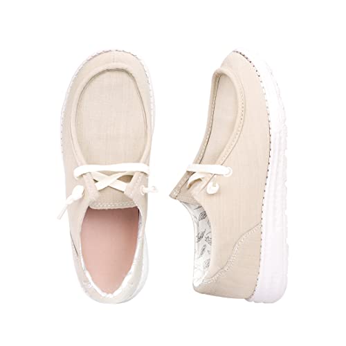 Image of Women's Canvas Loafers, Comfortable Slip-On Walking Shoes | Breathable Fabric Upper, Flexible Boat-Shoe Styling, Easy On and Off for Errands, Travel, Commuting and Everyday Wear