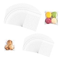 Cellophane Bags, 200 PCs White Polka Dot Self-Seal Translucent Cookie Bags Clear Frosted Plastic Package for Food Cookie Chocolates Biscuit Candy (7 X 7+3cm, 10×10cm+3cm)