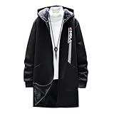 [foveitaa] コート メンズ 秋冬服 ロングパーカー 大きい サイズ ゆったり ベ パーカー カーディガン ボアコート ジップ アップ 裏起毛 厚手 防風 防寒 暖かい ボアジャケット 無地 もこもこ Black-2XL