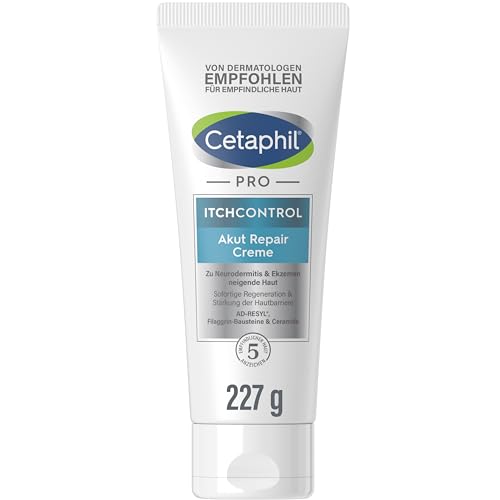CETAPHIL PRO ItchControl Akut Repair Creme 227g Für zu Neurodermitis und Ekzemen neigende Haut Sofortige Regeneration der Hautbarriere Mikrobiom freundlich Ohne Duft und Konservierungsstoffe