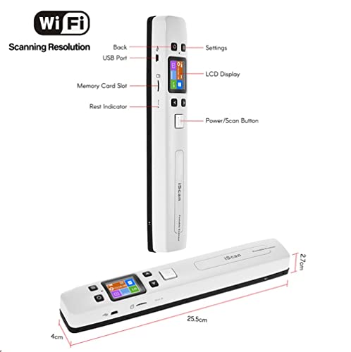 Varinha IScan com cartão SD 16G, scanner portátil, WiFi integrado, scanner de fotos para documentos,