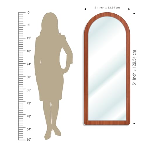 Image of Creative Arts n Frames 21 x 51 inch Full Length Dressing Chevel Long Fiber Wood Arch Framed HD Mirror Home Wall Living Room Decor Items (Umber Walnut Color Framed HD Arch Mirror)