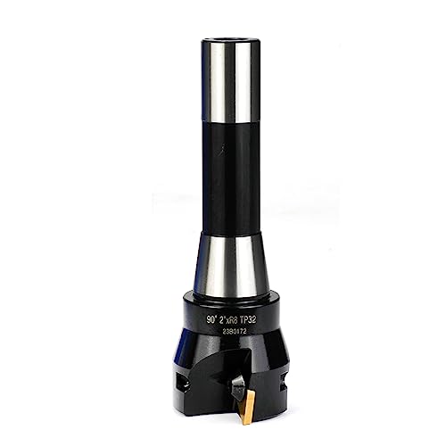 Image of Indexable End Mill with 3 Pcs TPCN32PDTR Tpg32 Carbide Inserts, 2 inch Cutting Diameter, 6 inch Overall Length, 90 Degree, R8 Shank, TP32, 3 Flutes