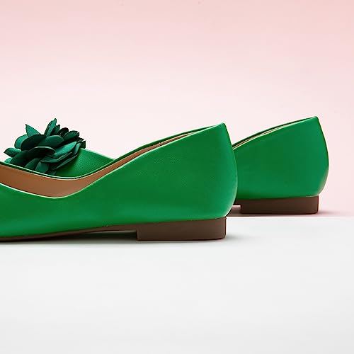 Image of C.Paravano Ballet Flats for Women | Women's Flats | Square Toe | Slip On Dress Shoes | Satin Flower Shoes