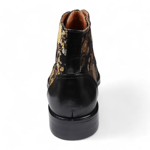 Men's Floral Print Leather Oxford Ankle Boots - Adam3