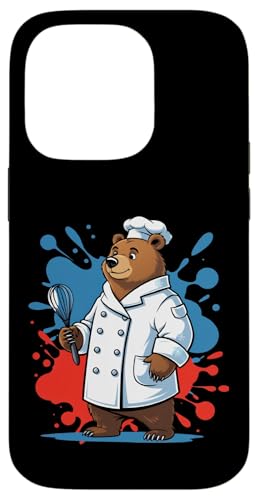 泡立て器を持つかわいいシェフくま(冬スタイル) スマホケース iPhone 14 Pro 用