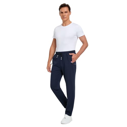 FGFD&OU Jogginghose Herren Sporthose Lang Baumwolle Freizeithose Trainingshose Männer Fitness Joggers Sport Hosen Sweatpants Laufhose Yogahose Sweathose (Marineblau, L)