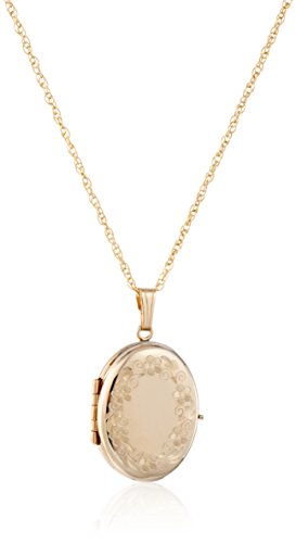 14k Yellow Gold-Filled Engraved Oval 4-Picture Locket, 18"