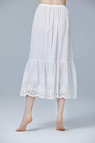Beautelicate Half Slip Skirt Extender 100% Cotton Vintage Underskirt With Lace Embroidery #TOP1