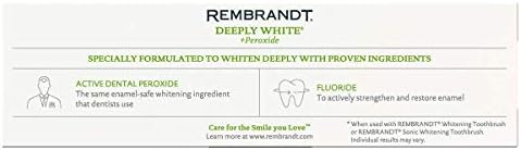 Rembrandt Deeply White + Peroxide Whitening Toothpaste with Fluoride, Removes Tough Stains, Rehardens and Strengthens Enamel, Peppermint Flavor, 3.5 Ounce, Pack of 12