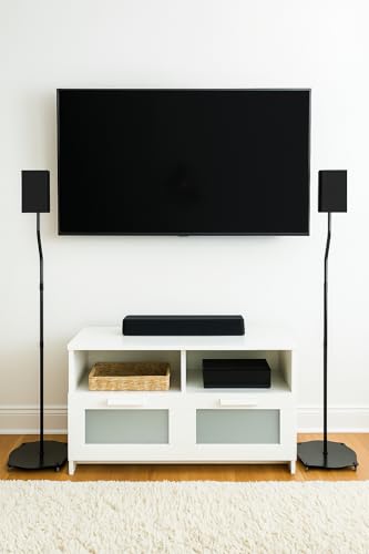 Image of MYL 2 Different Fixed Height Satellite Speaker Stand for Home Theatre Speakers 2.1; 5.1 and 7.1 and Slide Connector for All Kind of Bose Speakers - Pack of 2 Stands (1Pairs) (BS-11) (Black)
