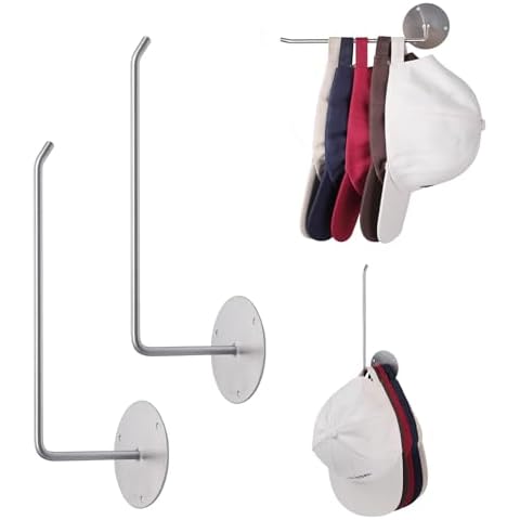 Vigorwise Hat Rack for Wall, Hat Organizer for Baseball Caps, Adhesive Hat Organizer for Door Closet Bedroom, Light Silver Cover