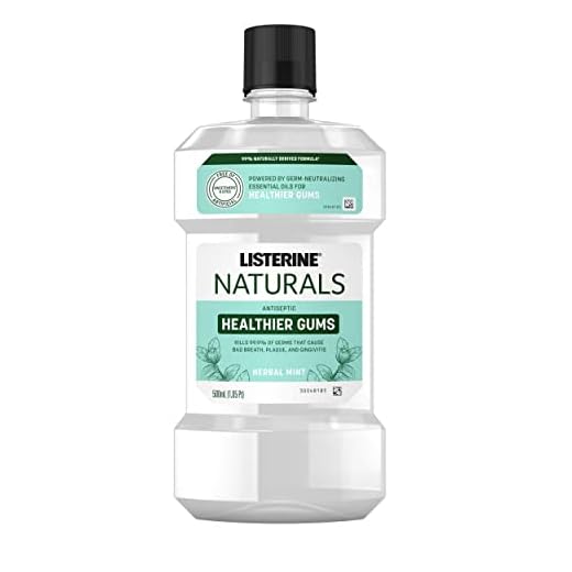 Listerine Naturals Antiseptic Mouthwash, Fluoride-Free Oral Care To Prevent Bad Breath, Plaque Build-Up and Gingivitis Gum Disease, Herbal Mint, 500 mL